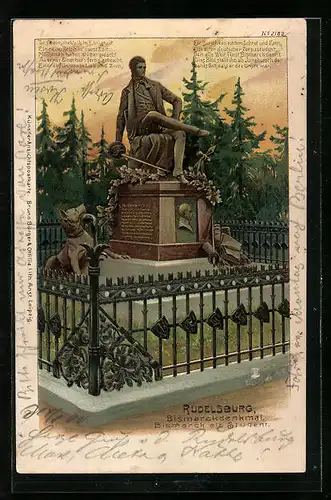 Lithographie Rudelsburg, Bismarckdenkmal, Bismarck als Student