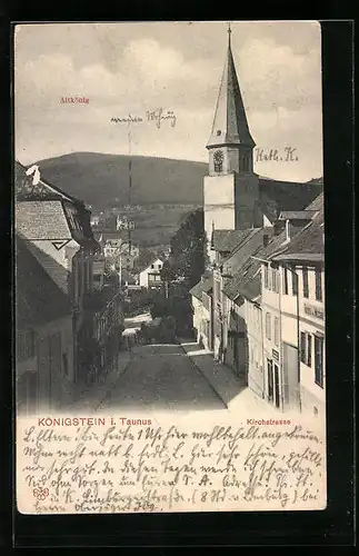 AK Königstein i. Taunus, Kirchstrasse mit Kirche