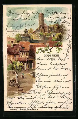 Lithographie Eppstein, Ortspartie