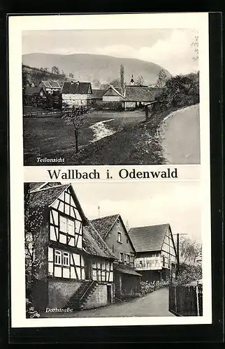 AK Walbach i. Odenwald, Teilansicht, Dorfstrasse