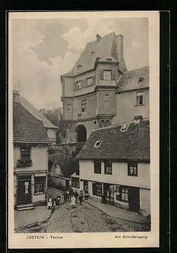 AK Idstein i. Taunus, Am Schlosseingang mit Geschäft