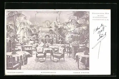 AK Frankfurt a. M., Hotel Englischer Hof, Wintergarten