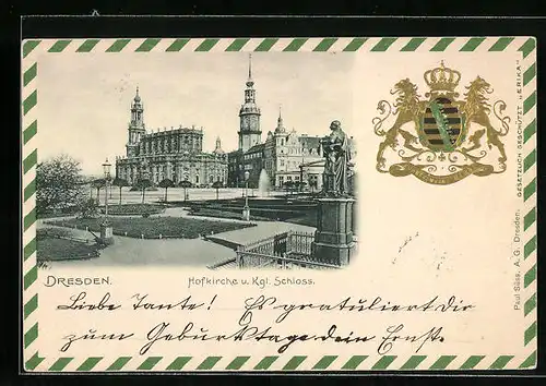 Präge-AK Dresden, Hofkirche und Königliches Schloss, Wappen