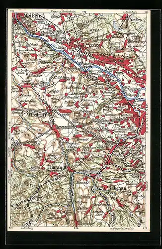 AK Wilsdruff, Wona-Karte der Region um den Ort