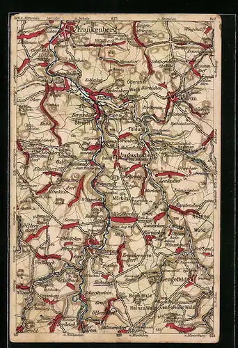 AK Augustusburg, Wona-Karte der Region um den Ort