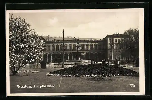 AK Würzburg, Parkanlage vor dem Hauptbahnhof