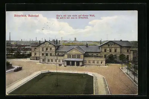 AK Bitterfeld, Sicht auf den Bahnhof aus der Vogelschau