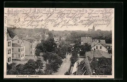 AK Ostseebad Zinnowitz, Ortsansicht aus der Vogelschau