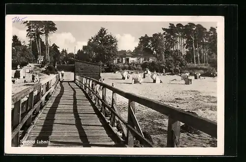 AK Ostseebad Lubmin i. Pomm., Blick von der Seebrücke