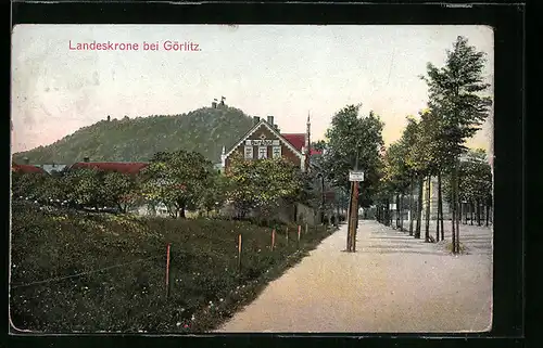 AK Görlitz, Blick zur Landeskrone