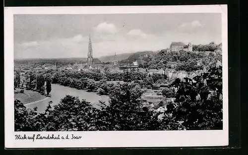 AK Landshut a. d. Isar, Gesamtansicht aus der Vogelschau