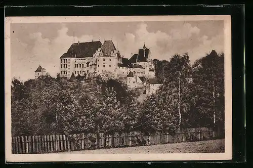 AK Landshut, Blick zum Schloss Trausnitz