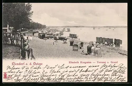 AK Hamburg-Niendorf, Elisabeth Kurgarten-Terrasse und Strand