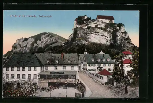 AK Pottenstein i. Fränk. Schweiz, Ortsansicht aus der Vogelschau