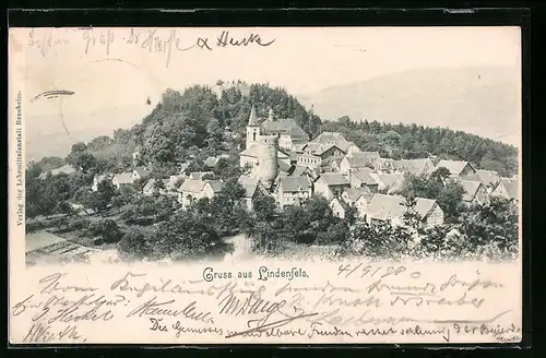 AK Lindenfels, Ortsansicht aus der Vogelschau