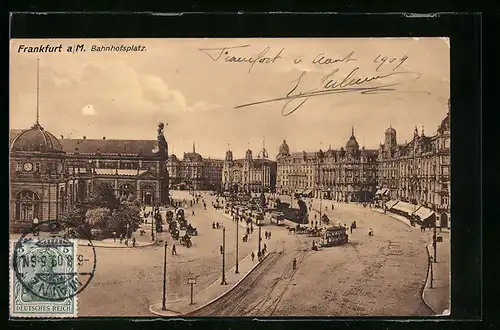 AK Frankfurt a. M., Bahnhofsplatz aus der Vogelschau