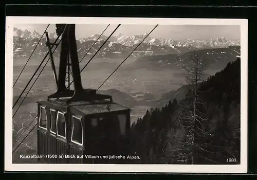 AK Kanzelbahn, Blick auf Villach und julische Alpen