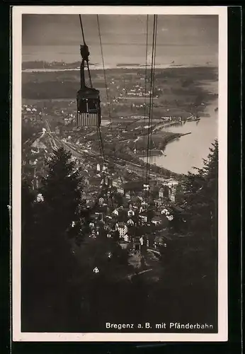 AK Bregenz a. B., Ortsansicht mit Seilbahn