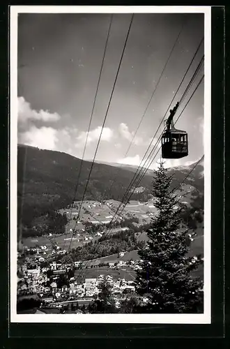 AK Draht-Seilbahn Seiseralm mit Blick auf St. Ulrich-Gröden