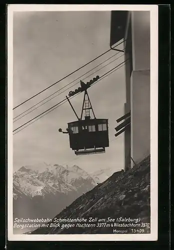 AK Seilschwebebahn Schmittenhöhe Zell am See, Bergstation mit Blick gegen Hochtenn
