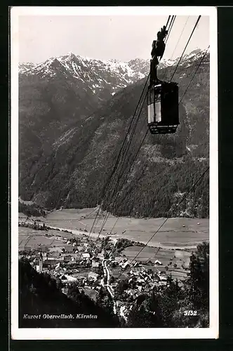 AK Seilbahn mit Blick auf den Kurort Obervellach