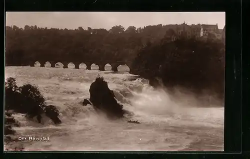 AK Rheinfall mit Blick zum Schloss Laufen