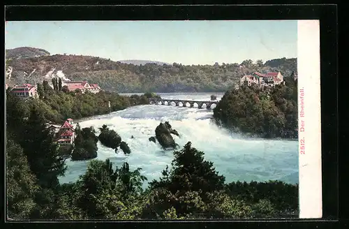 AK Rheinfall mit Blick zum Schloss Laufen