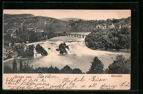 AK Rheinfall mit Blick zum Schloss Laufen