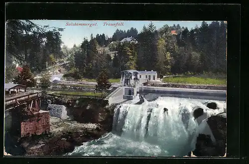 AK Salzkammergut, Blick zum Traunfall