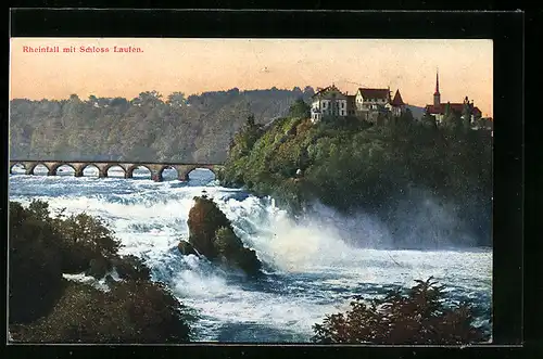 AK Rheinfall mit Schloss Laufen