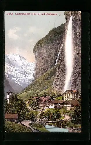 AK Lauterbrunnen mit Staubbach, Wasserfall