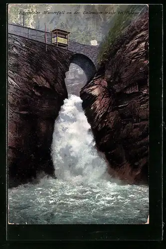 AK Bozen, Eggentaler Wasserfall an der Dolomitenstrasse