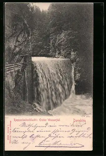 AK Dornbirn, Rappenlochschlucht, Erster Wasserfall