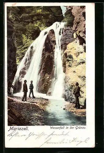 AK Mariazell, Wasserfall in der Grünau