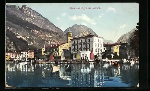 AK Riva sul Lago di Garda, Ortsansicht vom See mit Hotel Imperial