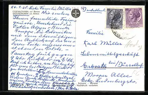 AK Wolfsgruben am Ritten, Ortsansicht aus der Vogelschau