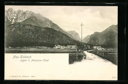 AK Neu-Toblach, Ortsansicht gegen das Ampezzo-Tal