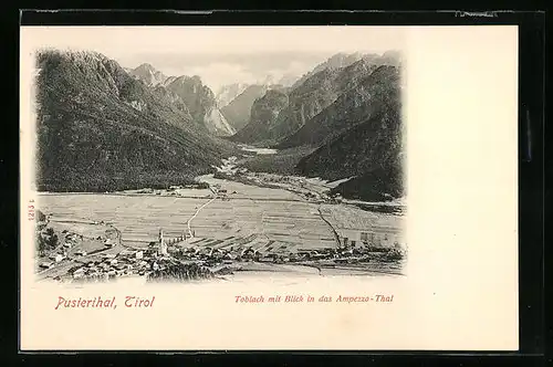AK Toblach im Pustertal, Panorama mit Blick in das Ampezzo-Tal