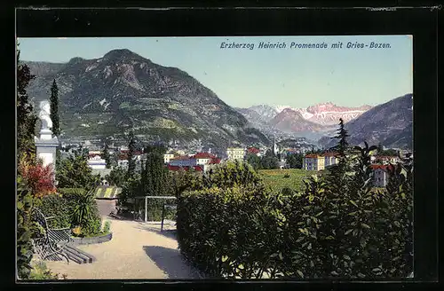 AK Gries-Bozen, Ortsansicht mit Ertherzog Heinrich Promenade