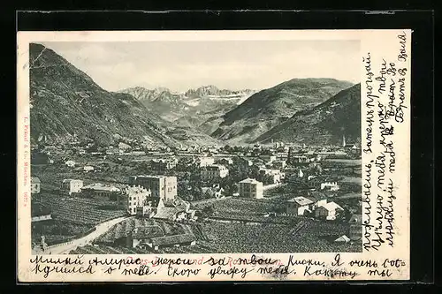 AK Bozen-Gries, Totalansicht mit Rosengarten