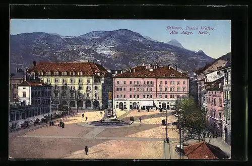 AK Bolzano, Piazza Walter aus der Vogelschau