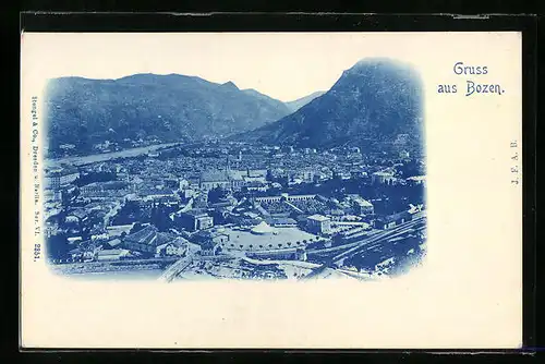 AK Bozen, Totalansicht aus der Vogelschau