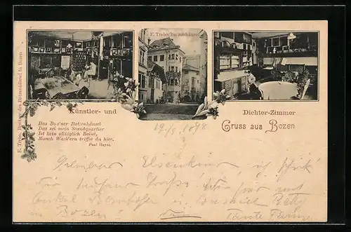 AK Bozen, Batzenhäusel - Künstler- u. Dichter-Zimmer