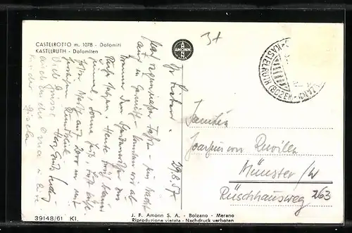 AK Kastelruth, Ortsansicht mit Kirche