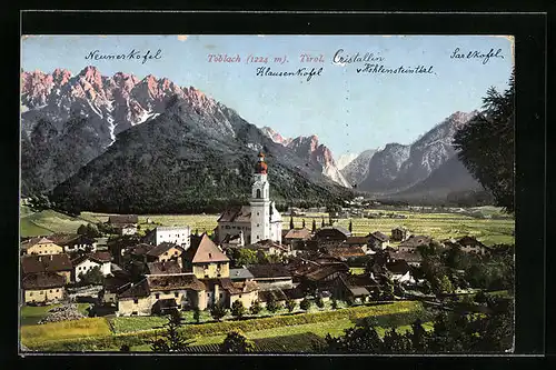 AK Toblach, Gesamtansicht aus der Vogelschau