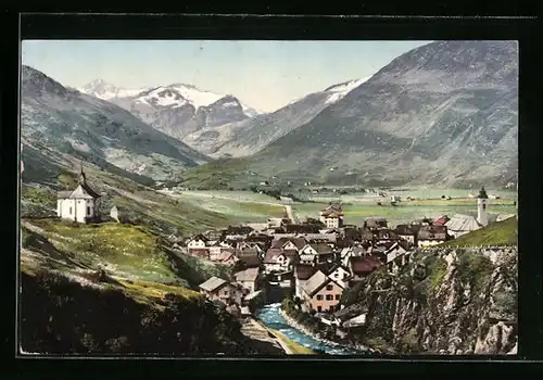 AK Andermatt, Totale mit Gotthardstrasse