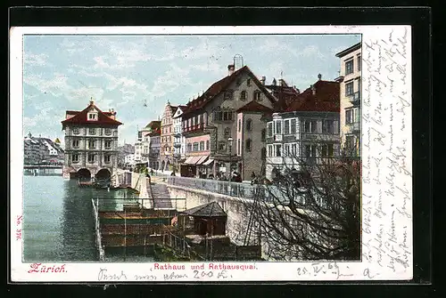 AK Zürich, Rathaus und Rathausquai