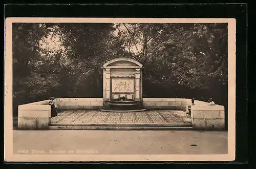 AK Zürich, Brunnen am Bürkliplatz