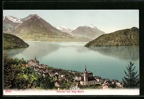 AK Vitznau, Gesamtansicht mit Rigi-Bahn