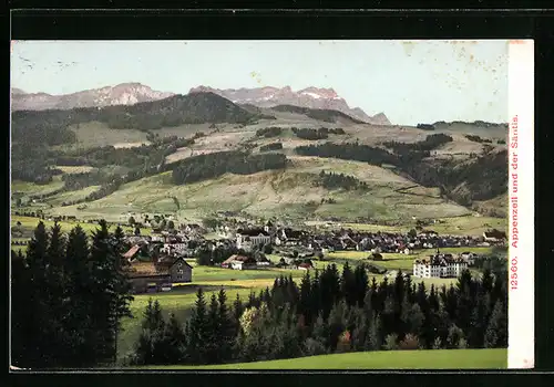 AK Appenzell, Ortspanorama mit Säntis